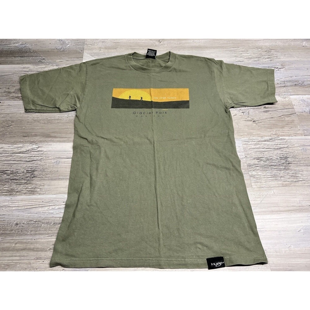 Vtg Faded Graphic T-Shirt Montana Mountain Hiking Destination Tee Glacier Park M